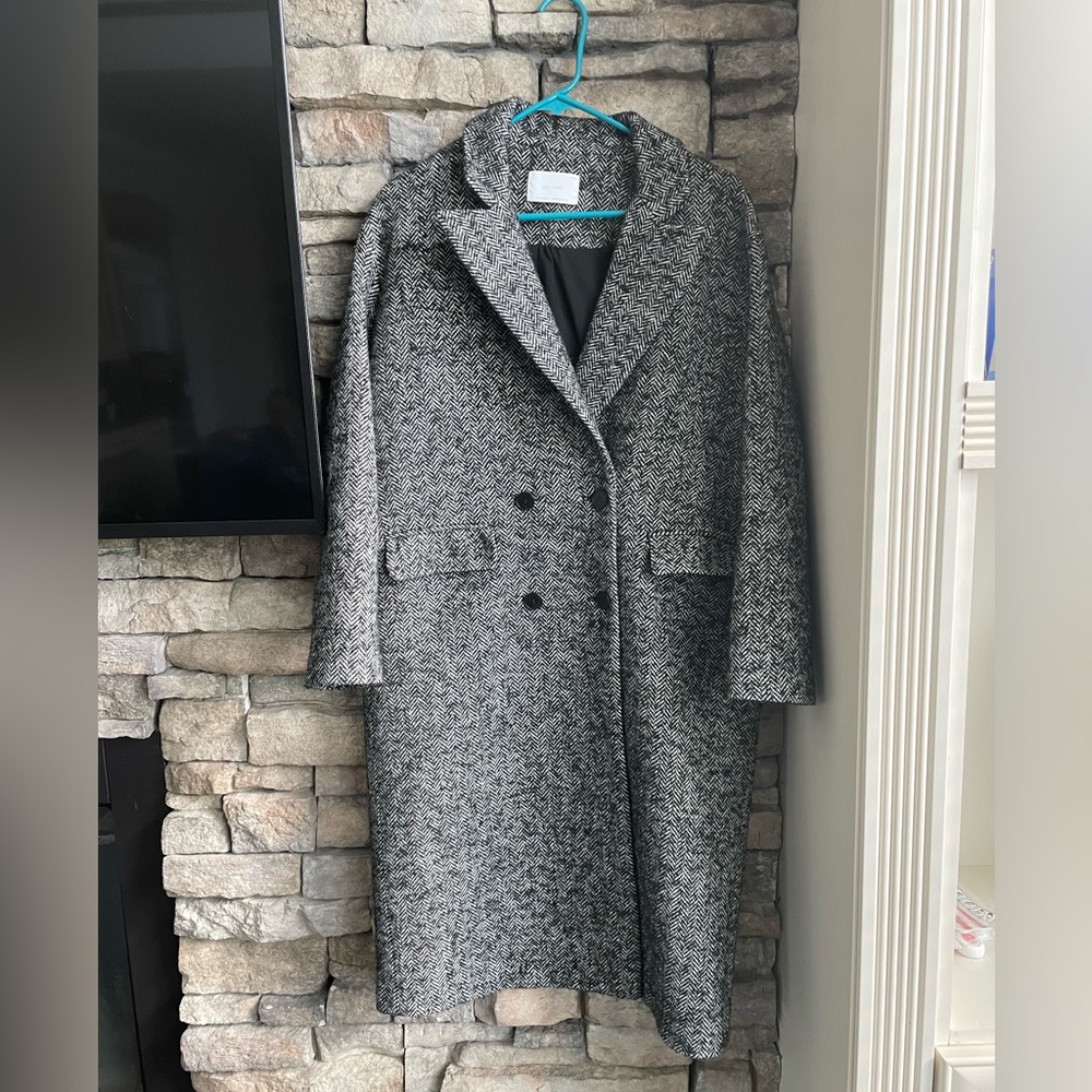 Oak + Fort herringbone wool coat